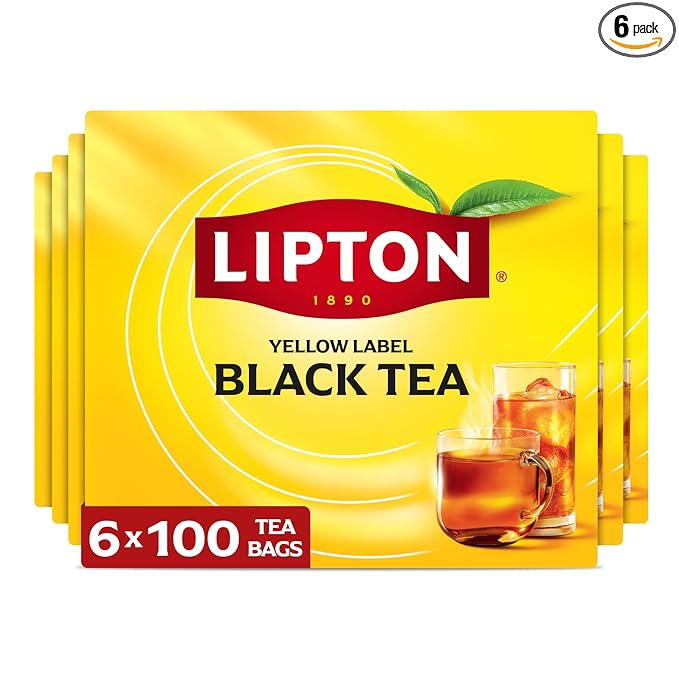 Lipton Black Tea Bags 600-Count Premium Breakfast Tea with High Caffeine for Hot or Iced Tea Beverages, 100% Rainforest Alliance Certified Bulk Tea, 6-Pack of 100 Bags Each - Bloomnest