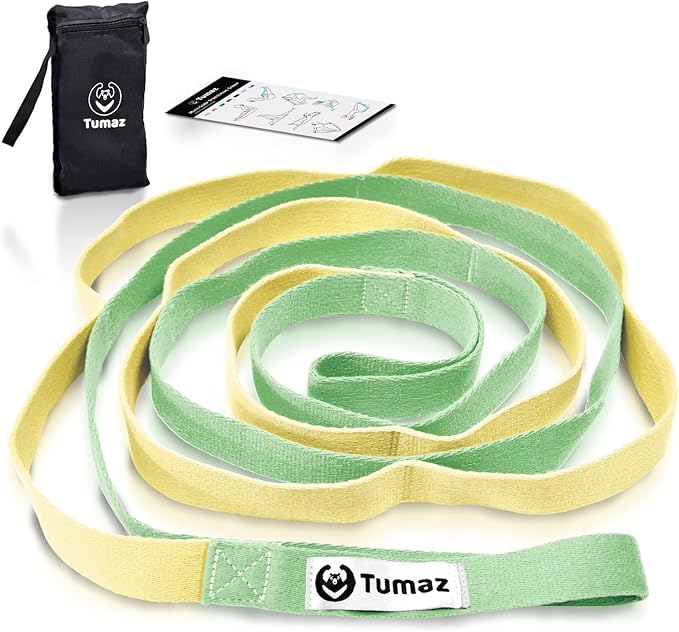Tumaz Stretching Strap - 10 Loops & Non-Elastic Yoga Strap - The Perfect Home Workout Stretch Strap for Physical Therapy, Yoga, Pilates, Flexibility - [Extra Thick, Durable, Soft] - Bloomnest