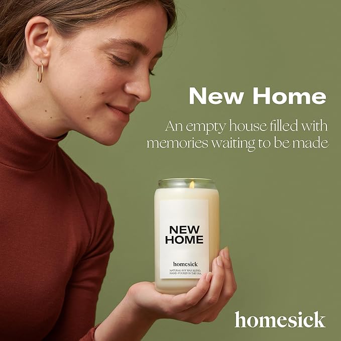 Homesick Scented Candles for Home (New Home) - 13.75 oz Long-Lasting Soy Wax Blend Jar Candle for Housewarming, 60-80 Hours Burn Time - Notes of Jasmine, Cedarwood, Lime, Sandalwood, Oakmoss & Musk - Bloomnest