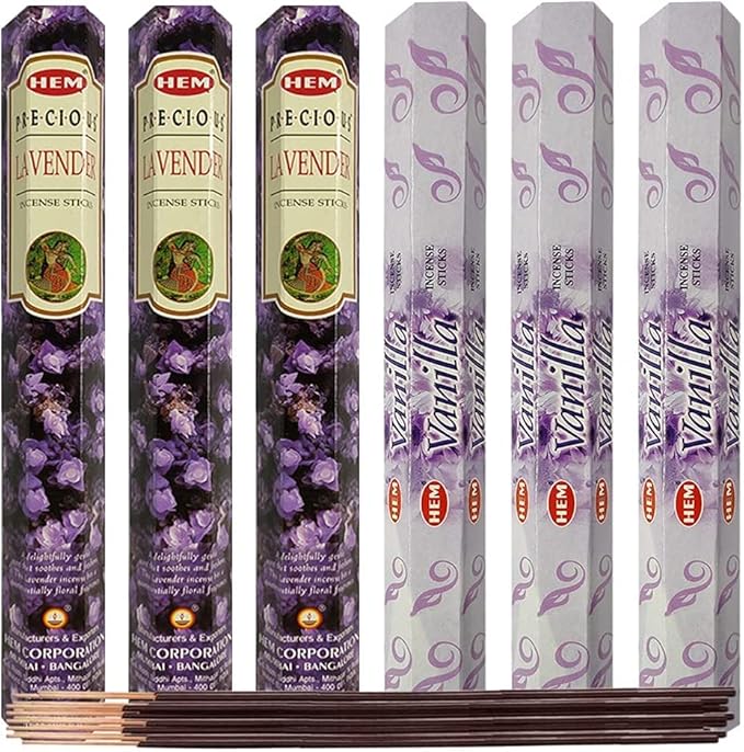 Lavender & Vanilla Incense Sticks & Holder Bundle Variety Pack from Hem Trumiri Insense Insence
