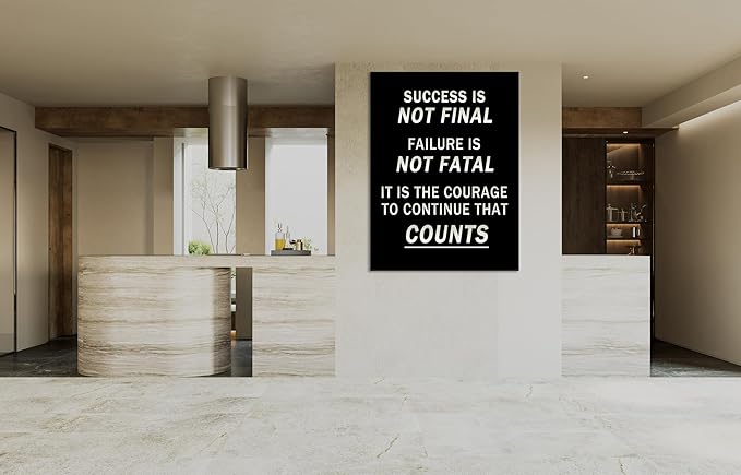 Winston Churchill Motivational Wall Art Printed Modern Artwork To Continue That Counts Inspirational Quotes Canvas Poster for Living Room Hallway Office Home Framed Ready to Hang [30" W X 40" H] - Bloomnest