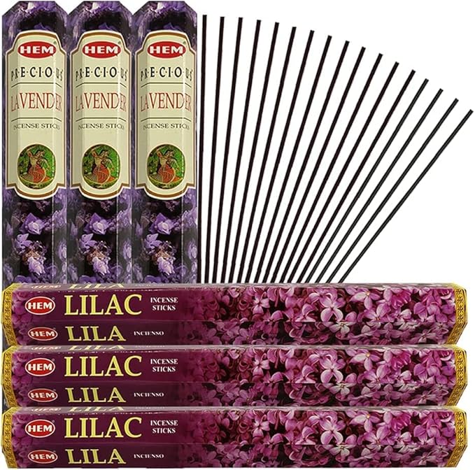 Lilac & Lavender Incense Sticks & Holder Bundle Variety Pack from Hem Trumiri Insense Insence