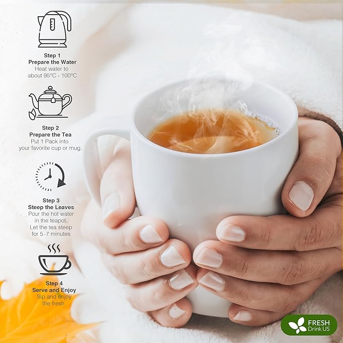 FreshDrinkUS, Evening Time Detox Herbal Tea – 30 Tea Bags – Caffeine-Free Blend with Senna, Peppermint, Chamomile, Licorice, Ginger, Reishi Mushroom – Relaxing Herbal Infusion – Non-GMO & Natural - Bloomnest