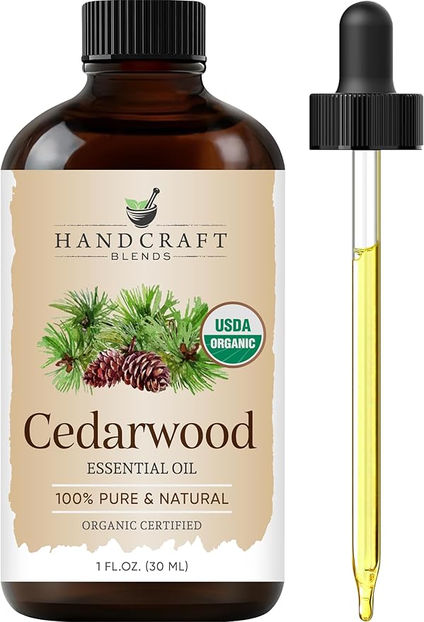 Handcraft Blends Organic Cedarwood Essential Oil – 1 Fl Oz – 100% Pure and Natural – Premium Grade Essential Oil for Diffuser and Aromatherapy HandcraftBlends