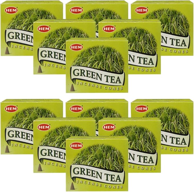Green Tea Incense Cones and Cone Incense Burner Bundle Insence Insense Hem Incense TRUMIRI