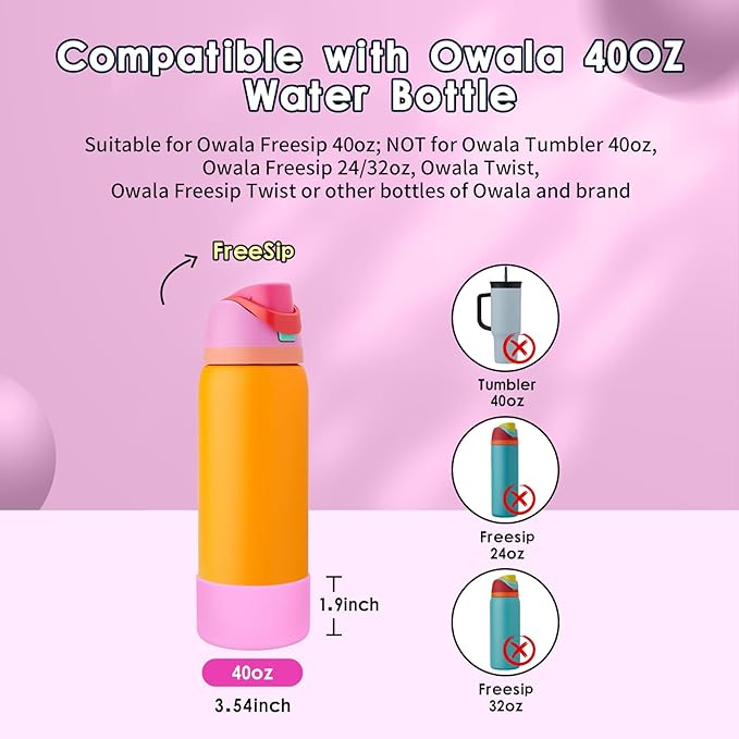 2PCS Silicone Water Bottle Boot, Compatible with Owala 24oz 32oz 40oz, Protective Anti-Scratch & Anti-Dent No Noise Sleeve Cover for FreeSip/Twist/Flip Water Bottles (Tropical, 40oz) BKBY