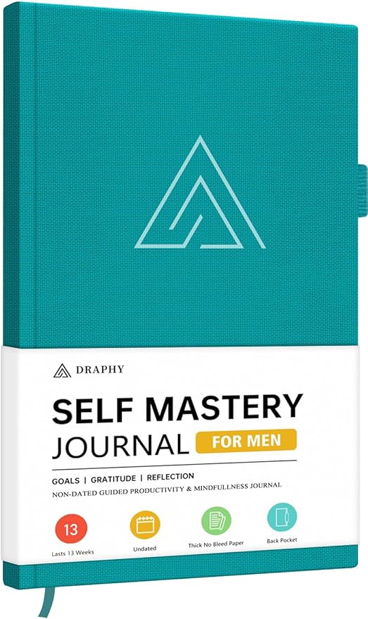 Self-Mastery Journal for Men - Gratitude and Productivity Journal for More Happiness, Positivity, Growth, Mindfulness, Self Care and Reflection - Guided Inspirational Journals for Men & Women Draphy