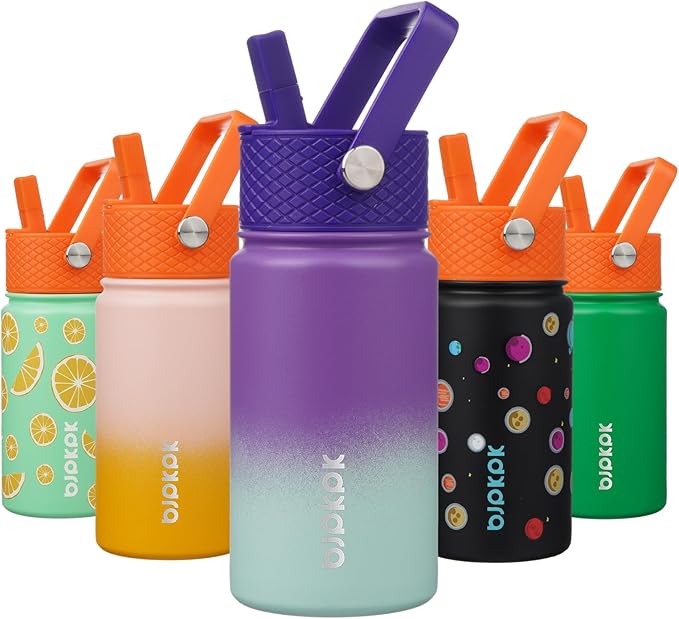 BJPKPK Insulated Water Bottle with Straw Lid, 15 oz Stainless Steel Metal Water Bottles, Reusable Leak Proof BPA Free Thermo, Flask, Cups - Lavender - Bloomnest