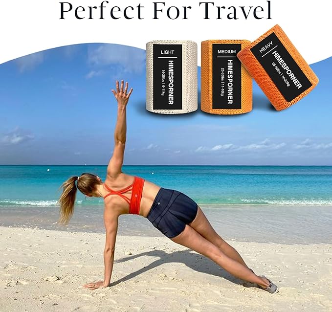 9 PCS Fabric Resistance Bands Set for Working Out, Non-Slip Exercise Booty Bands for Women & Men Leg and Glutes with Hair Ties and Tape Measure - for Home Gym Workout, Yoga, Pilates - Bloomnest
