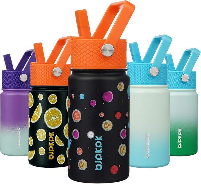 BJPKPK Insulated Water Bottle with Straw Lid, 15 oz Stainless Steel Metal Water Bottles, Reusable Leak Proof BPA Free Thermo, Flask, Cups - Planets - Bloomnest