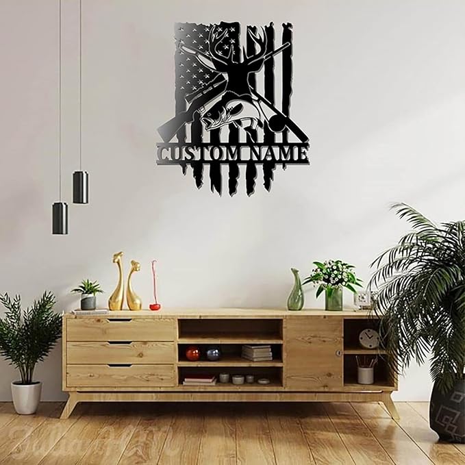 Lovely POD Personalized Hunting Metal sign, Hunting Art, Custom Hunitng And Fishing Metal Wall Art With Led Light Personalized Hunter Name Metal Wall Decor Deer Hunting Decoration Hanging for Home - Bloomnest