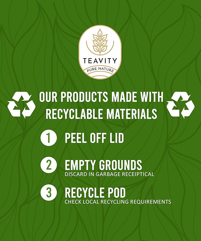 Organic Moringa Green Tea with Peppermint Tea Pods for Keurig - Naturally Caffeinated by Teavity (12 Tea Pods) - Bloomnest