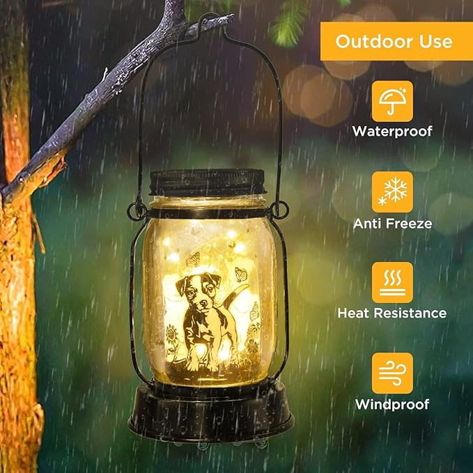 Jack Russell Terrier Gifts for Women/Men Jack Russell Terrier Solar Lanterns Mom Birthday Dog Lovers Lantern Pet loss Pet Memorial Lights Solar Garden Decoration for Yard, Patio,Backyard,Porch Torches - Bloomnest
