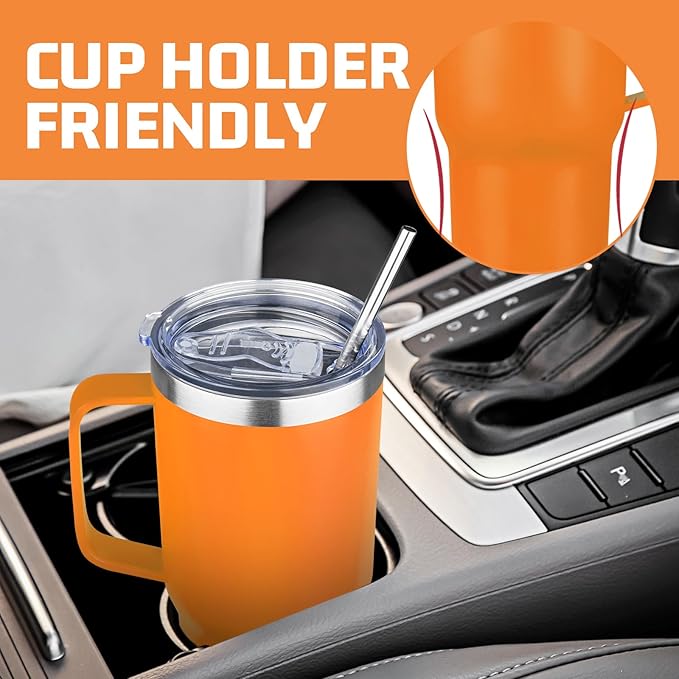 20 oz Tumbler with Handle Stainless Steel Insulated Coffee Mug Tumbler with Lid and Straw Double Wall Vacuum Insulated Coffee Mug Leak Proof Travel Mug Tumbler for Hot and Cold Drink (Mix Color-8)