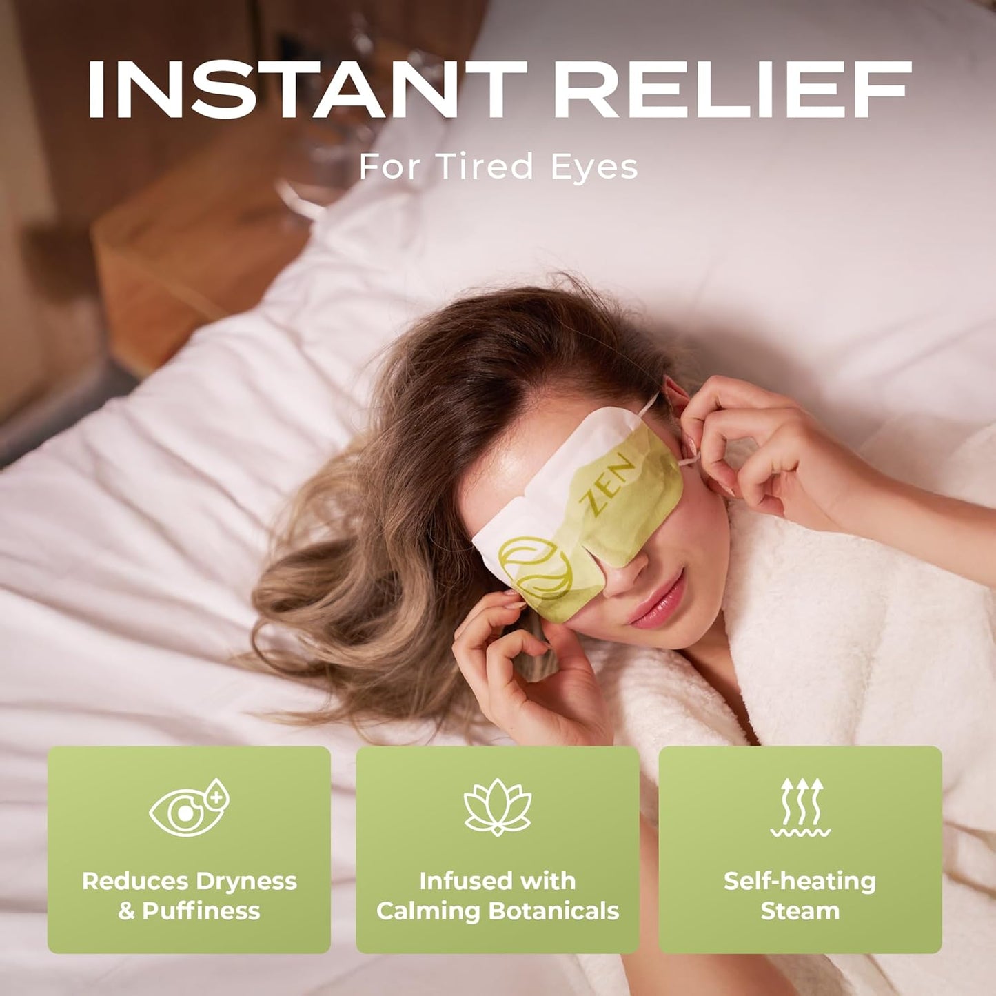 Body Restore Heated Eye Mask for Dry Eyes 5 Pack - Self Heating Warm Compress, Christmas Stocking Stuffers, White Elephant, Birthday Gifts for Women, Men, Stye Eye Treatment, Relaxation - Green Tea