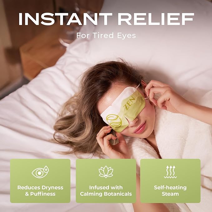 Body Restore Heated Eye Mask for Dry Eyes 5 Pack – Self Heating Warm Compress, Valentines Day Gifts for Her and Him, Birthday Gifts for Women and Men, Stye Eye Treatment, Relaxation – Green Tea - Bloomnest