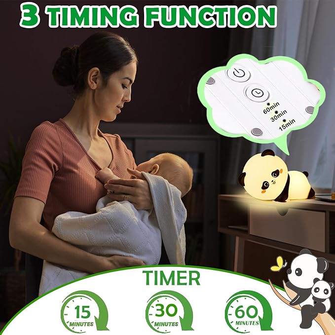 Cute Night Light Panda Night Light for Kids,16 Colors Dimmable Baby Night Lights for Nursery, Silicone Rechargeable Nightlight for Kids Room,Gifts Stuff for Boys Girls Baby,Toddler Decor - Bloomnest
