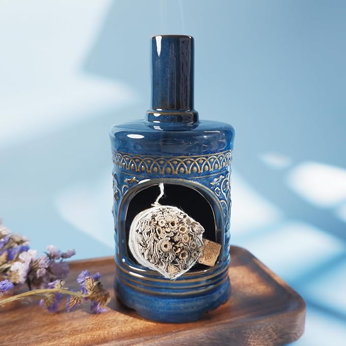 Ceramic Bird & Flower Palo Santo Burner–Stylish Chiminea for Sage、Incense Cones and Candle, Perfect for Meditation, Yoga, Altar & Home Decor – Easy to Clean, Enhance Your Zen Experience - Bloomnest
