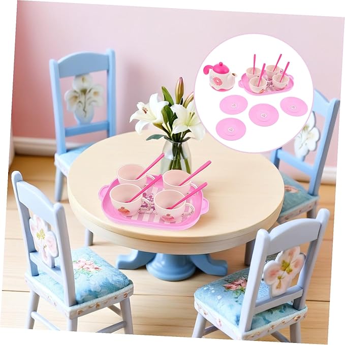 KESYOO Tea Party Set Food-Grade Plastic Teapot and Dishes Pretend Play Kitchen Accessories for Easy to Clean Lightweight Educational for Role Play and Family Fun