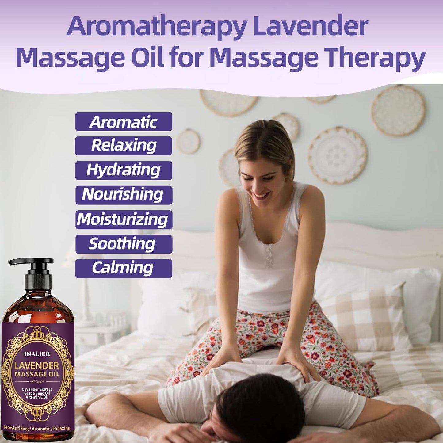 Massage Oil for Massage Therapy,﻿Lavender Oil with Massage Roller Ball & Thumb Saver Massager,SPA Relaxing Massage Oi for Soothing,Massage Kit Spa Gifts for Him Her,Gifts for Men Women