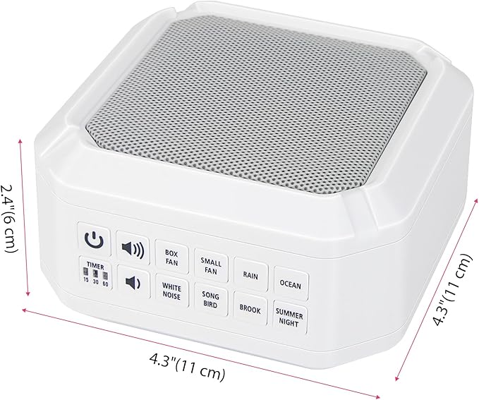 LUXSWAY Sound Machine, White Noise Machine for Adults Kids Baby | 8 Non-looping Sounds | Powered by AC or USB | Timer | Easy to Pocket and Travel – Classic White