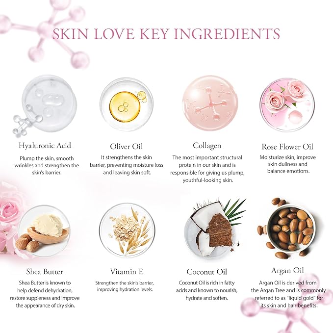 30pcs Valentines Day Gifts for Women, Spa Gifts Rose Facial Skin Care Set, Face Cream, Bath Oil, Serum, Shower Accessories, Bath and Body & Facial Kit, Birthday, Christmas, Mother's Day,Bridal Shower - Bloomnest