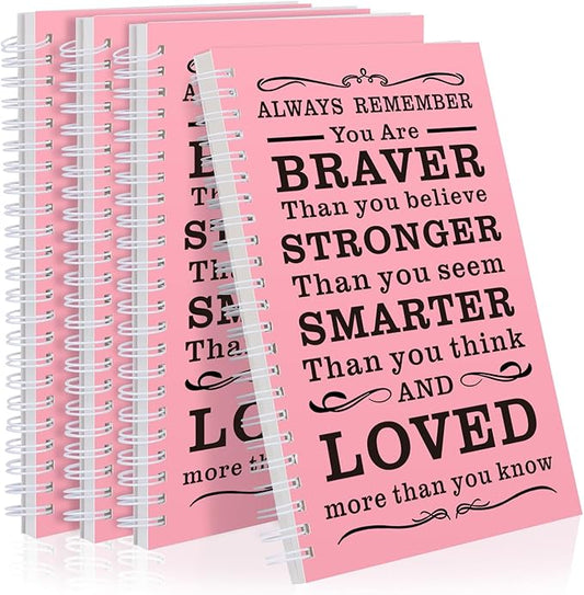 Spiral Notebook Journal, 4 Pcs Hardcover Spiral Notebooks,College Ruled Hardcover Notebook for Work,A5 Notebooks for Work School Note taking, Lined Journal for Women (4pcs Always-Pink) - Bloomnest