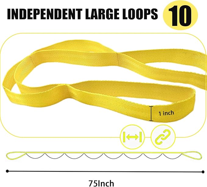 Stretching Strap Yoga Strap with Loops, Stretch Straps for Physical Therapy, Non-Elastic Exercise Strap for Pilates, Dance and Gymnastics with Workout Guide - Bloomnest