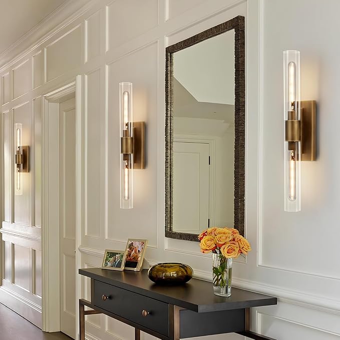 24.8" L Minimalist Style Wall Sconces Set of 2, Brass Wall Lights Fixtures Morden Cylinder Wall Light for Bathroom Vanity Light Indoor Wall Mounted Lamps for Living Room,Bedroom,Hallway - Bloomnest