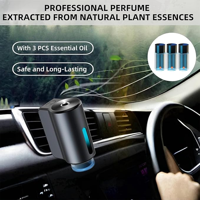 Car Air Freshener Diffuser with Three Adjustable, Rechargeable Car Diffusers, Car Fresheners Long Lasting (Lemon) - Bloomnest