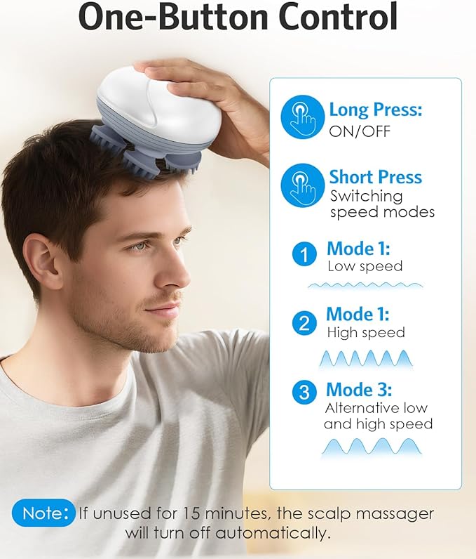 AMIR Upgraded Electric Scalp Massager, Portable Head Massager with Kneading 96 Massage Nodes, Handheld Head Scratcher Massager for Stress Relax and Pain Relief, Ideal Valentine‘s Day Gift for Her/Him AMIR