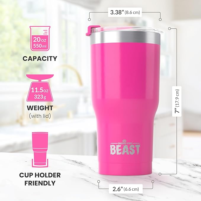 Beast 30 oz Tumbler Stainless Steel Vacuum Insulated Coffee Ice Cup Double Wall Travel Flask (Cupcake Pink) - Bloomnest