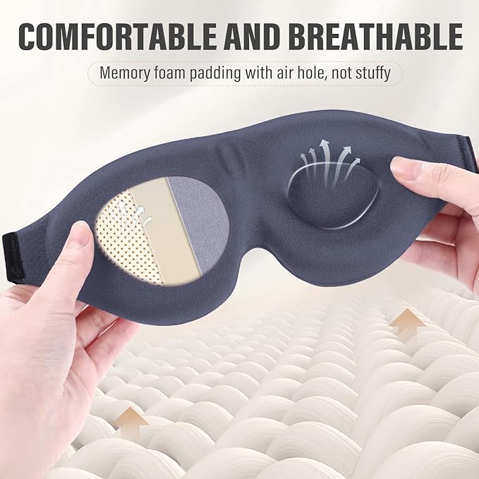 YIVIEW Sleep Mask for Side Sleeper, Complete Light Blocking 3D Sleeping Eye Mask, Soft Breathable Eye Cover for Women Men, Relaxing Zero Pressure Night Blindfold - Bloomnest