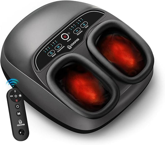 COMFIER Shiatsu Foot Massager with Heat, Electric Feet Massager Machine for Plantar Fasciitis Neuropathy,Gifts for Women,Men,Remote Control,Pause Function,Foot Warmer (Gray) - Bloomnest
