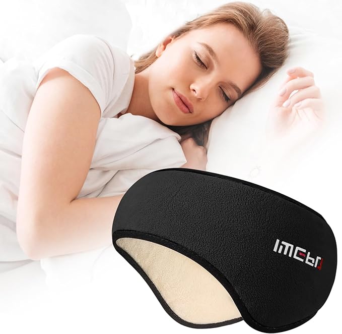 Sleep Mask & Earmuffs for Sleep - 2 in 1 Eye & Ear Mask, Comfortable & Soft for Side Sleepers (Black) - Bloomnest