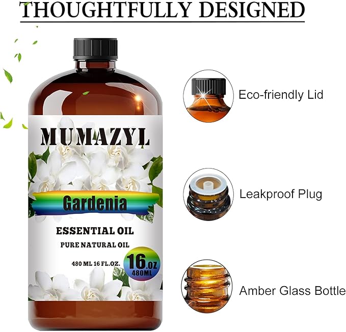 Gardenia Essential Oil, Gardenia Oil 16 Fl Oz 480ML for Diffuser Humidifier Yoga Cleaning DIY Candle Soap Making Essential Oils - Bloomnest