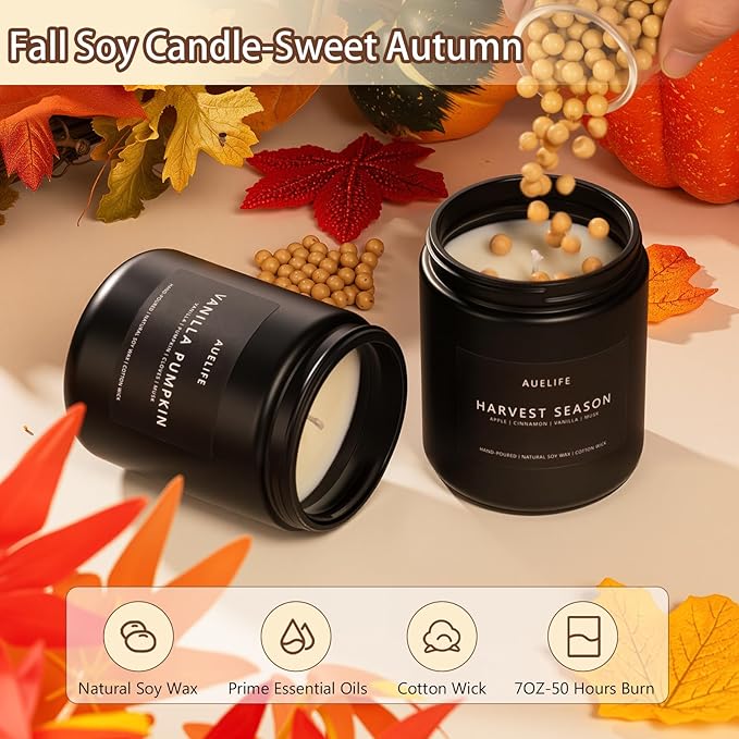 Fall Candle-Maple Syrup Latte Scented Candles for Home Decor, 7 oz Natural Soy Wax, Sweet & Cozy Autumn Candle, Aromatherapy Candles Gift for Coffee Lovers & Thanksgiving - Bloomnest