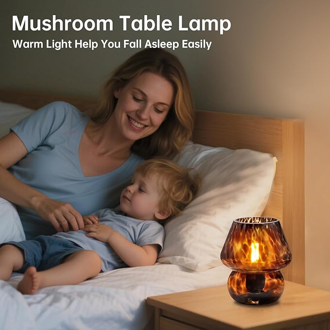 Mushroom Lamp Small Lamp Table Lamp for Bedroom, Desk Bedside Lamps for Living Room,Mushroom Decor Cute Mini Modern Mid Century Lamps for Night Stands,Aesthetic Home Living Room Decor(Black) - Bloomnest