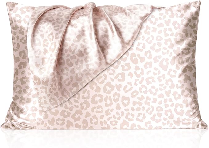 Yanibest 2 Pack Leopard Satin Pillowcase, Silk Pillow Cases for Hair and Skin with Zipper, Standard Pillow Cases for 20"x26", Exquisite Packaging for Women Men - Bloomnest