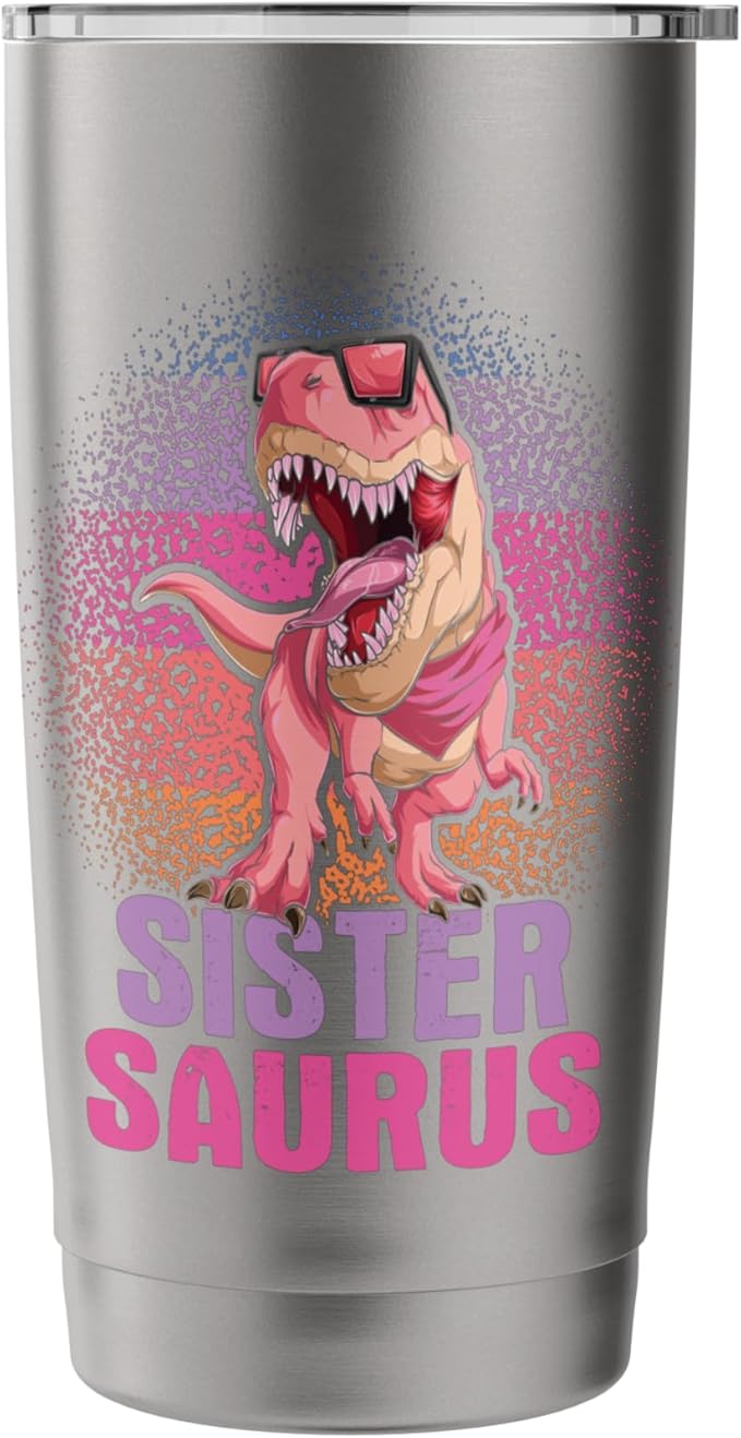 Sistersaurus - Dinosaur Family Kids Sisters Sibling Reveal Stainless Steel Insulated Tumbler - Bloomnest