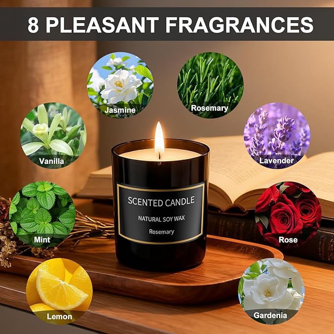 8 Pack Scented Candles Set for Men, Aromatherapy Soy Candles for Home Scented, Black Mens Candle Gift Set for Dad, Boyfriend, Birthday, Father’s Day, Anniversary - Bloomnest