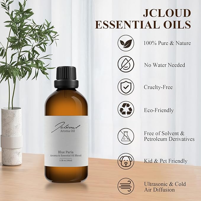 JCLOUD Blue Paria Essential Oil for Scent Air Machine | Hotel Scent - Pure Aromatherapy Diffuser Oil with Lavender and Patchouli, Home Luxury & Hotel Scents for Essential Oil Diffusers - 100mL