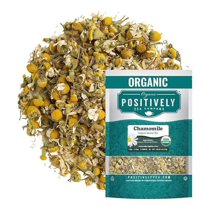 Organic Positively Tea Company, Chamomile, Herbal Tea, Loose Leaf, 4 Ounce - Bloomnest