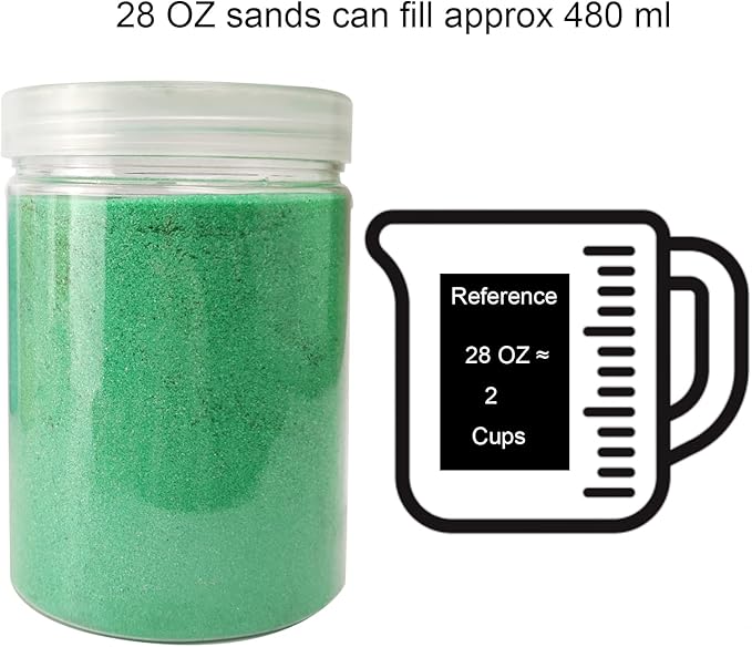 HappyFiller Green Sand 1.75 LB Fine Unity Sand with Storage Container for Crafts,Wedding Ceremony,Arts,Decorative Vase Filler,Christmas Home Décor,28 OZ - Bloomnest