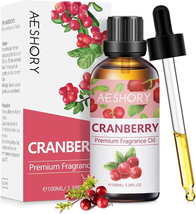 Cranberry Fragrance Oil 3.38FL.OZ - Aromatherapy Essential Oils for Diffusers for Home, Cranberry Scented Oils for Massage, Soap Candle Making Scents - 100ML - Bloomnest