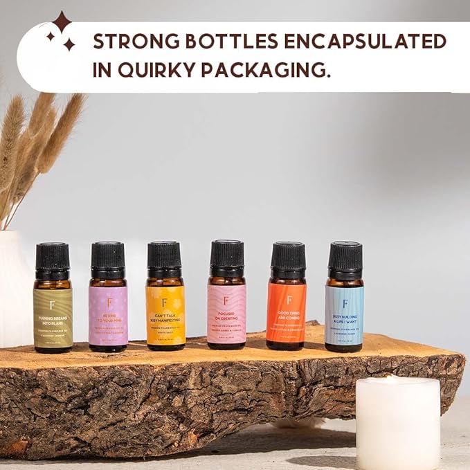 Folkulture Essential Oils for Home | Set of 6 (0.34 fl oz x 6) Diffuser Oils for Relaxation | Sage, Citrus, Jasmine, or Vanilla Essential Oils for Meditation | Lavender Oil for Gifts for Women - Bloomnest