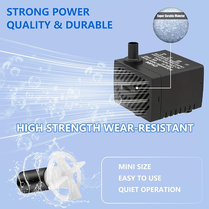 80GPH 2Packs Mini Submersible Water Pump, Small Fountain Pump for Ponds, Aquariums, Fish Tanks, Tabletop Fountains, Pet Fountains, Water Features - Bloomnest