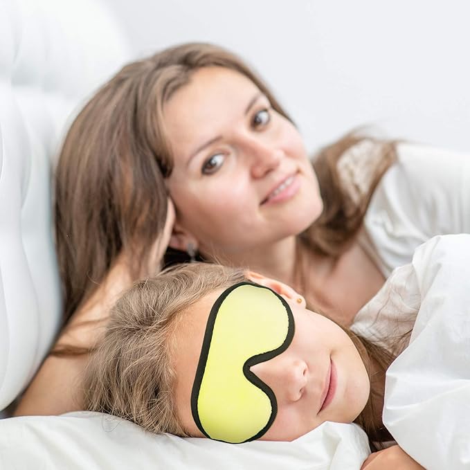 2 Pieces 3D Sleep Mask for Kids Memory Foam Contoured Eye Mask, Travel Sleep Eye Cover with Adjustable Strap, 3D Blindfolds(Pink and Yellow) - Bloomnest