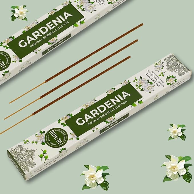 Gardenia Incense Sticks - Total 40 Insence-Sticks - Dual Pack of 20 Insense - Inciensos - Inscents - Natural Non Toxic Ingredients - Incents - Incence - Inscense - Insents TRUMIRI