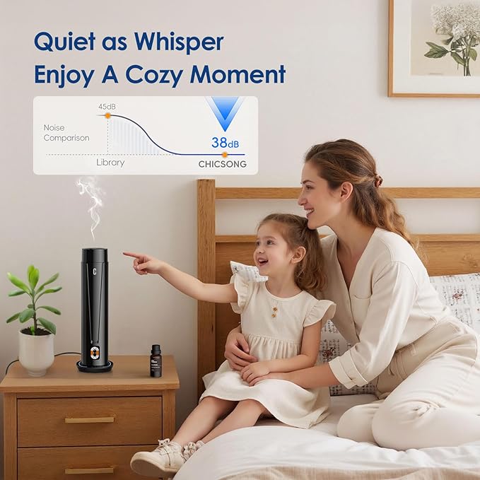 Waterless Scent Diffuser – 1200 Sq Ft Coverage, Essential Oil Diffuser with Remote Control, Quiet Aromatherapy Diffuser with LED Light & Timer, Scent Air Machine for Home, Office, Hotel - Bloomnest